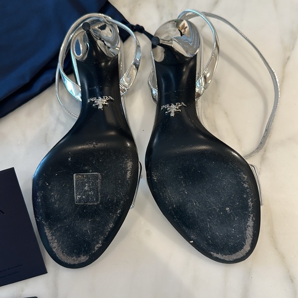 Prada open toe silver shoes, size 40, worn once - Picture 3 of 4